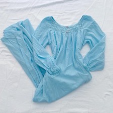 Undercover Wear Vintage 80s Blue Full Length Long Sleeve Nightgown Size M