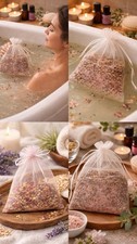 Bath Salts Soak with Dried Flowers, Multicolor Unisex Organza Mesh Bag