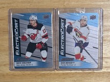 2023-24 Upper Deck Engrained Electrocast Lot - 2 Cards (Hischier, Bennett)