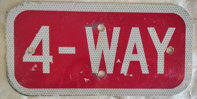Authentic Retired Indiana ''4 WAY'' Stop Highway Road Sign 12'' X 6'' Man Cave