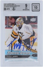 Tristan Jarry Penguins Signed 2016-17 Upper Deck Series 466 BAS 9/10 Rookie Card. rookie card picture
