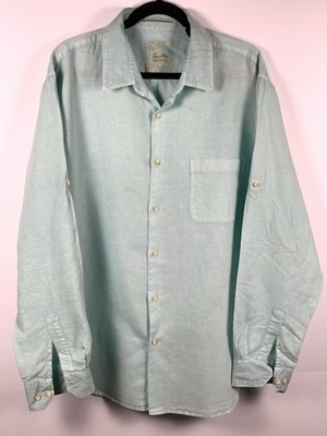 Macys Tasso Elba Linen Shirt Tasso Elba Island Linen Mens XXL NWT Aqua  Blue Button Up Casual Lightweight