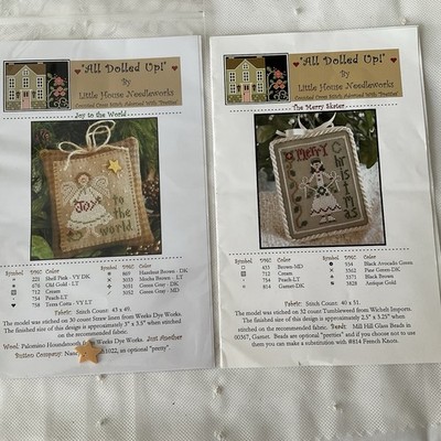 Little House Needleworks Christmas Cross Stitch Charts Lot of 2 All Dolled Up