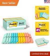 Notes, 1 3/8 in x 1 7/8 in, 24 Sticky Note Pads, 100 Sheets per Pad, Beachsid...