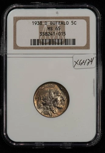 1938-D 5c Indian Head Buffalo Nickel - Original Toning - NGC MS 65 - SKU-X6424