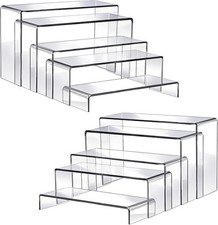 Fixwal 10Pcs 2 Set Acrylic Risers for Display Clear Perfume Organizer Stands Acr