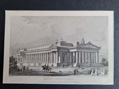 Antiker Druck von 1841 - Royal Institution - Edinburgh - Schottland