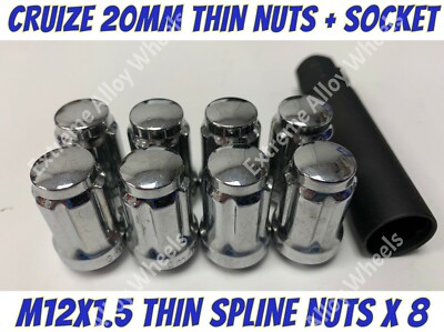 Alufelgenmuttern Spline 20mm dünn x 8 M12x1,5 Volvo 480 S40 V40 Citroen C Zero