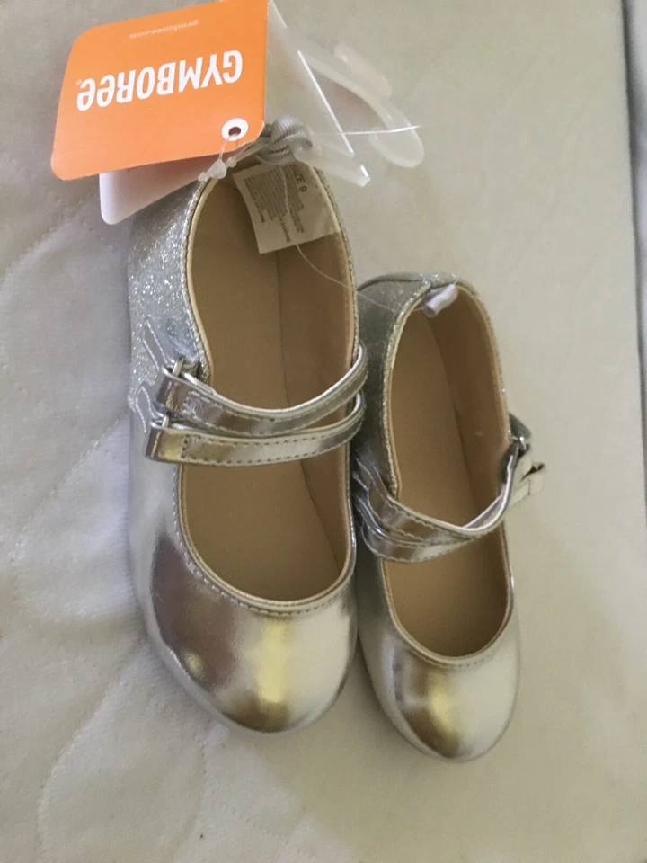 NUEVO CON ETIQUETAS GYMBOREE Zapatos de Vestir Planos Plateados Elegantes y Divertidos Niña Niño 4,5,9,10 Foto 4 de 4