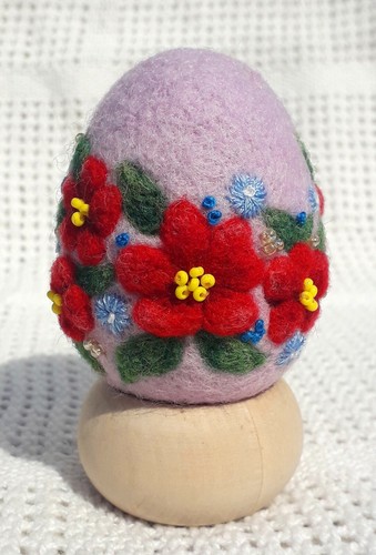 Pysanky Pysanka Easter Egg Felting Wool Needle Gift Flowers - Picture 2 of 5