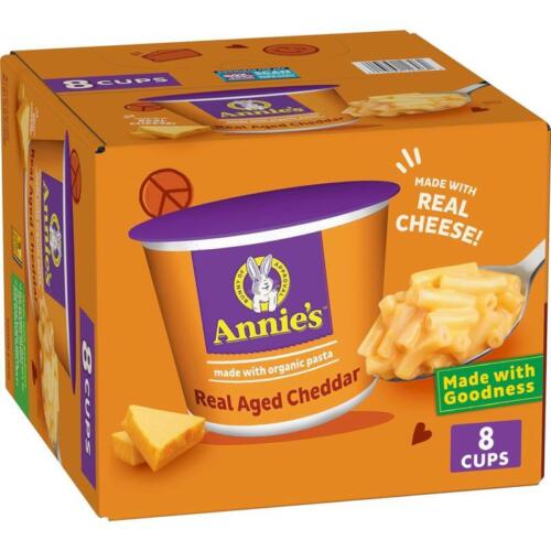 Annie'S Real Aged Cheddar Microwave Mac & Cheese with Organic Pasta, 8 Ct, 2.01