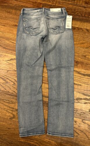Jeans donna argento taglia 28x27 Avery denim blu dritto vita alta - nuovo con etichetta - Foto 2 di 11