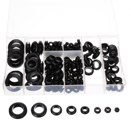200Pcs 3-20mm Black Electrical Wire Rubber Grommet Assortment Sealing Kit - Picture 2 of 10