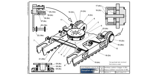 Modellbauplan Bagger Liebherr R 980 (Nachbau), Funktionsmodell, M 1:10, RC-fähig - Bild 7 von 12