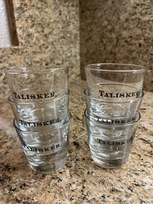 Set of 6 - TALISKER Whiskey Glass Embossed Logo 4 oz Collectible