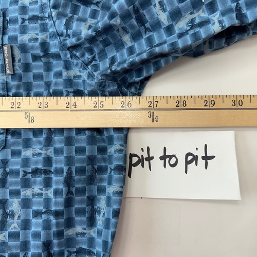 Woolrich Fishing Shirt Long Sleeve Button Down Outdoor Blue Fish Print Mens XL - 第 8/10 張圖片