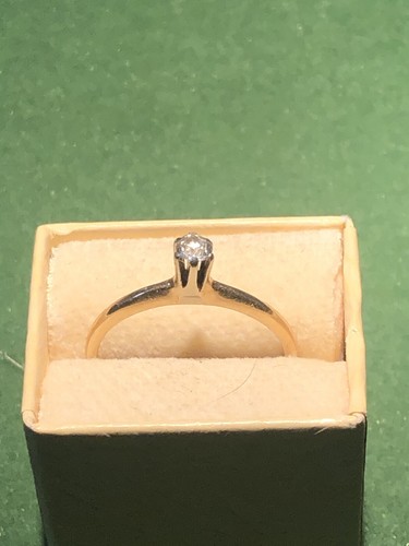 14K YELLOW GOLD ROUND BRILLIANT CUT DIAMOND SOLITAIRE RING .33C 2 Grams - Picture 5 of 8