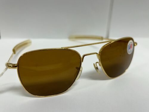 Randolph Engineering Aviator Sunglasses AF51612 55mm, Gold, Bayonet, Tan 3 Lens