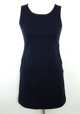 BANANA REPUBLIC Women's 2 - Navy Blue Sleeveless Stretch Sheath Dress Knee Lth