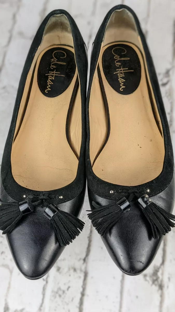 Cole Haan Air Pointed Toe Tassel Skimmer Flats Size 6B Black