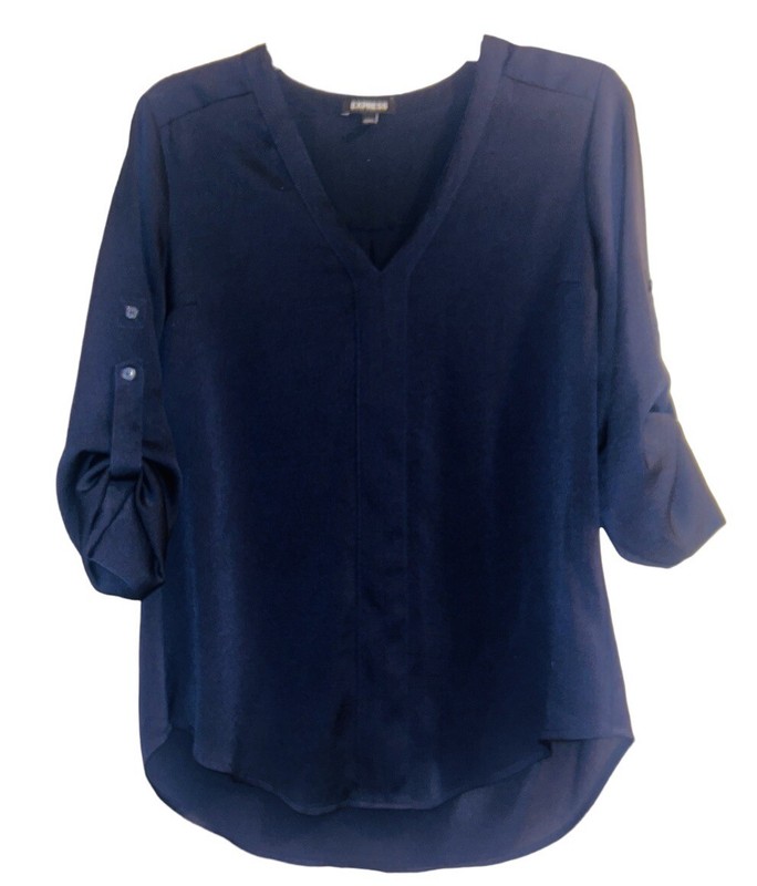 Express Black Career 3/4 Sleeve V Neck Top Small