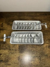 Pair of Vintage un-branded Aluminum Ice Cube Trays  each holds 18 Cubes