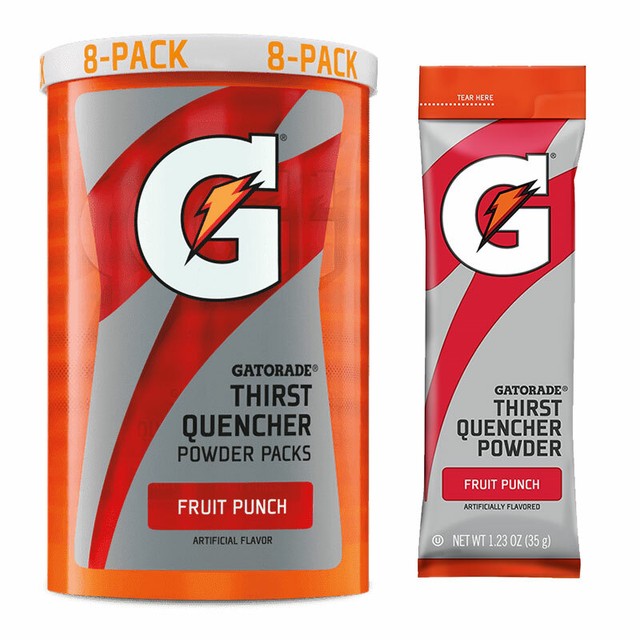 Gatorade Powder Bag Fruit Punch Thirst Quencher Low Calorie 21 Ounce 32