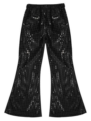 Kid's Girls Boys Shiny Sequin Flared Pants Modern Hip Hop Street Dance Pants - Picture 10 of 88