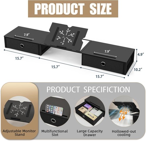 WESTREE Monitor Stand Riser, Desktop Oraganizer Stand for Computer,Laptop,Screen - 第 8/11 張圖片
