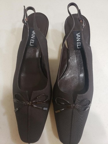 FORMAL VANELI LOW SLING BACK PUMP CONCAVE SQUARE 2" HEEL SIZE 11M - BROWN - Picture 4 of 6