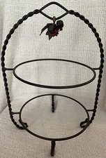 Twisted Metal Handle Two Tier Serving Plate Stand