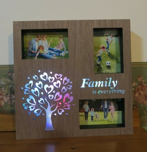 Family Tree Wooden 4"x6" Collage Photo Picture Frame LED Light Up Colour Change - Bild 4 von 9