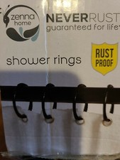Zenna Home SS990BKL Shower Rings MATTE BLACK NEVERRUST 12 PIECES