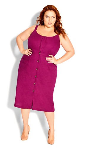 City Chic Ladies Festive Tie Midi Dress size 22 XL Colour Sangria