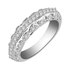 1/6Ct White Round Stones Stackable Matching Band Ring Solid 925 Sterling Silver