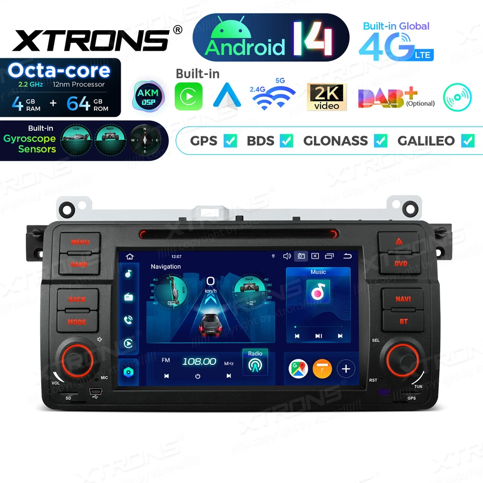 7" Android 14 8-Core Car DVD Player Stereo Radio GPS 4+64GB DSP For BMW E46 M3 - Image 4 of 4