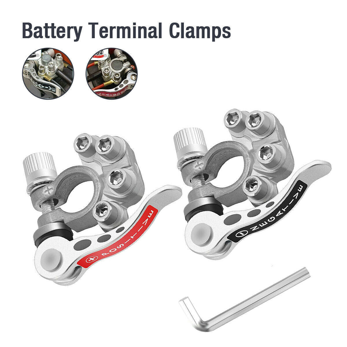 4 Stück Batterieklemmen Auto - Reine Kupfer Polklemmen | Für Auto, Motorrad & Boot