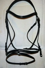 JEREMY & LORD Dressage Bridle - Padded/Raised - Black/White - Buckle Ends - NEW