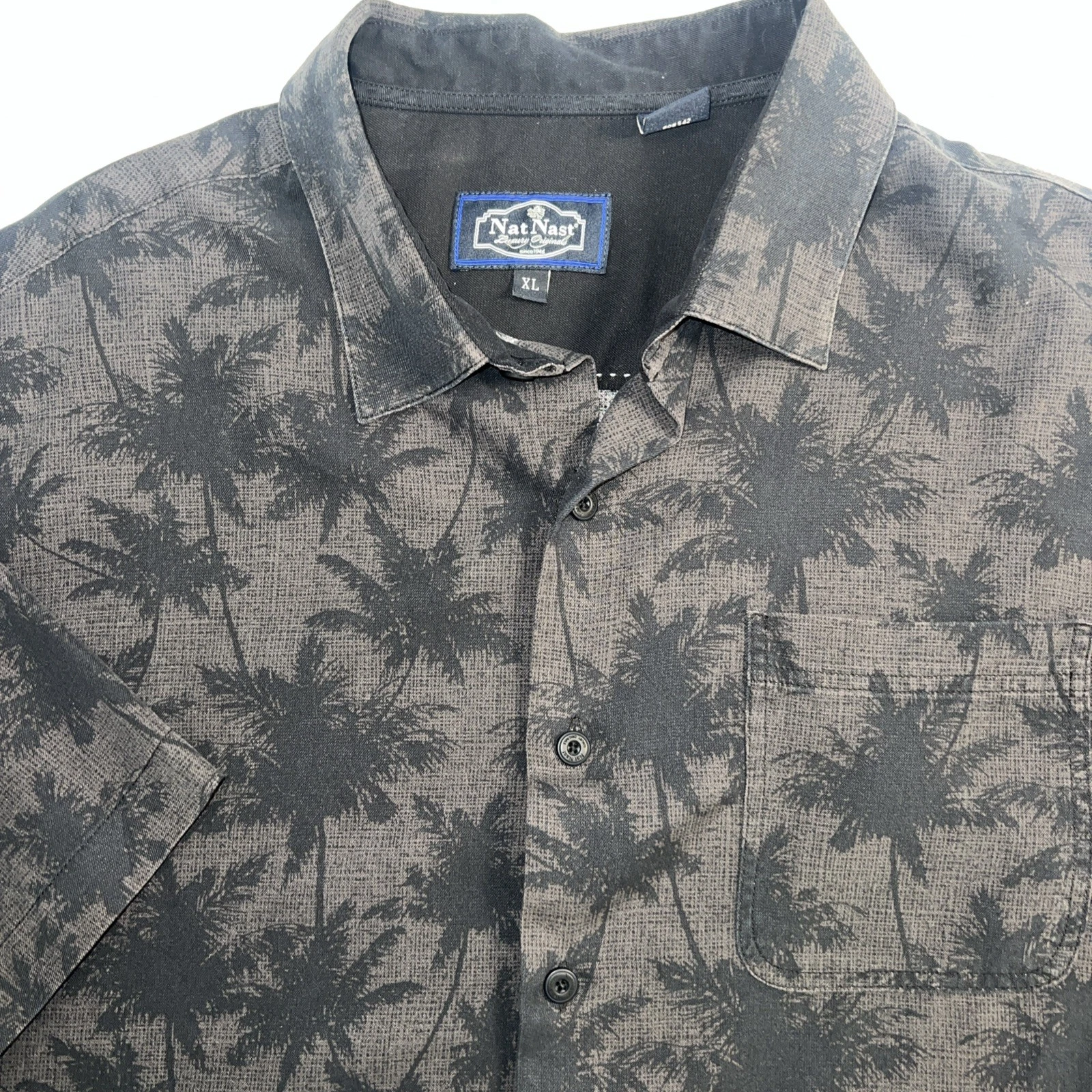 Nat Nast Luxury Originals Shirt Mens XL Black Silk Cotton Floral "Tony Soprano"