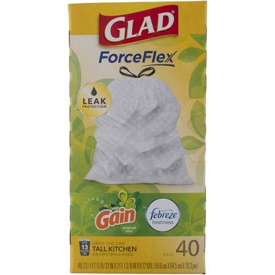 4 Pack Glad Force Flex Febreze Freshness Waste Bags, 59.6 cm X 64.5 cm X 18.3...