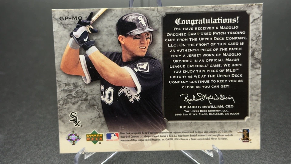 Parche con nombre Magglio Ordonez 2003 Upper Deck Classic Stitches GP-MO #/99  Foto 2 de 2