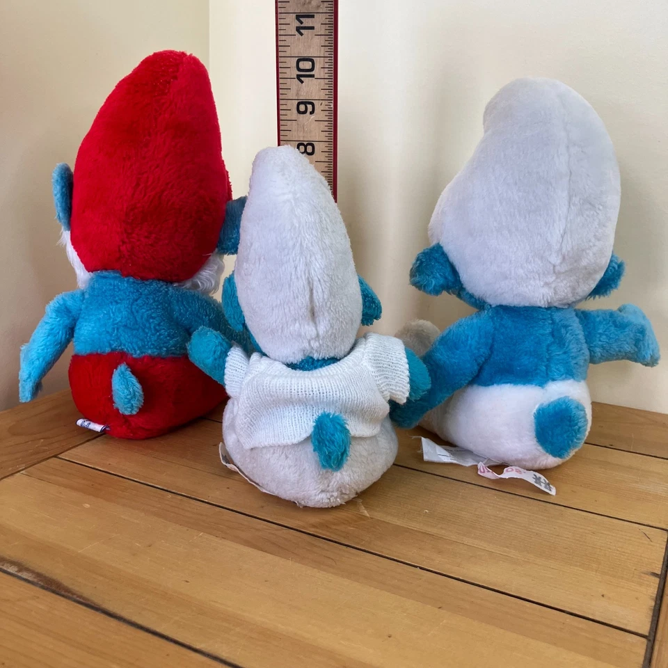 Ganz Bros Papa Smurf Plush Stuffed Toys Vtg 1979 &1980 Set of 3 Smurfs Peyo — 第 2/4 张图片