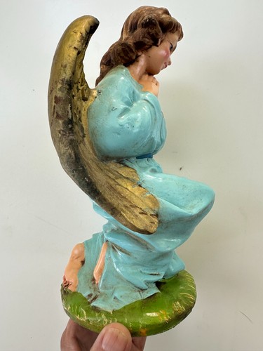 Vtg Fontanini Italy Paper Mache Angel in Blue 12" Nativity - 第 7/8 張圖片