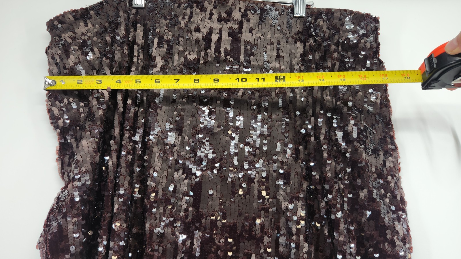 Mango NWT Medium Brown Sequin Midi Skirt Shimmer Holiday Party Night Out thumbnail 7