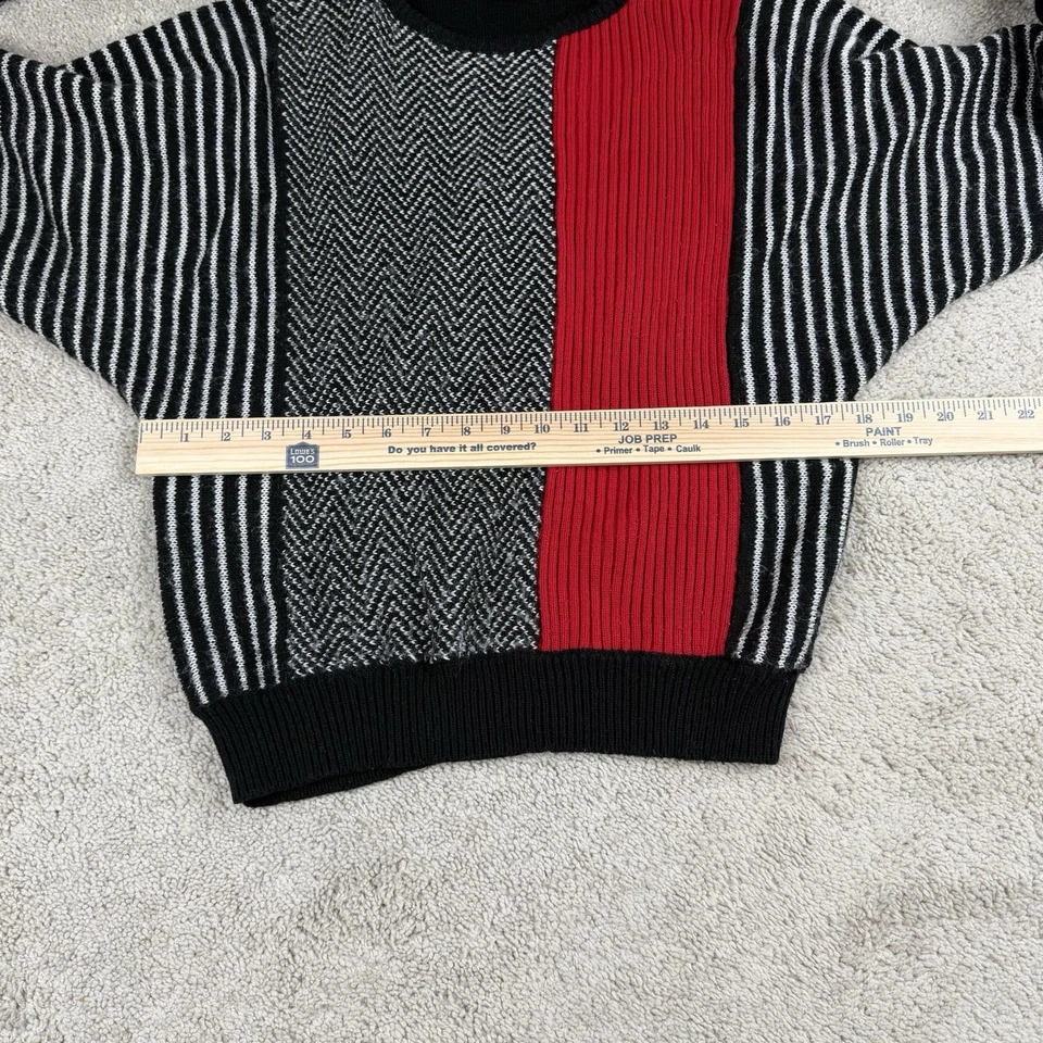 Penguin Men’s Stripe And Herringbone Crew Neck Sweater Vintage 80s Size Large - Image 4 of 4