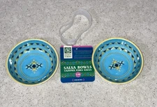 New Set of 2 Ceramic 3 oz Salsa Bowls Southwest Festive Pattern - Coma Y Beba