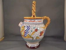 Deruta Italy Raffaellesco Rope Handled Ewer 8 1/2" Excellent