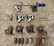 Mixed Lot of Misc Tattoo Machines  Accessories 8 Coil Machine Parts Grips Etc