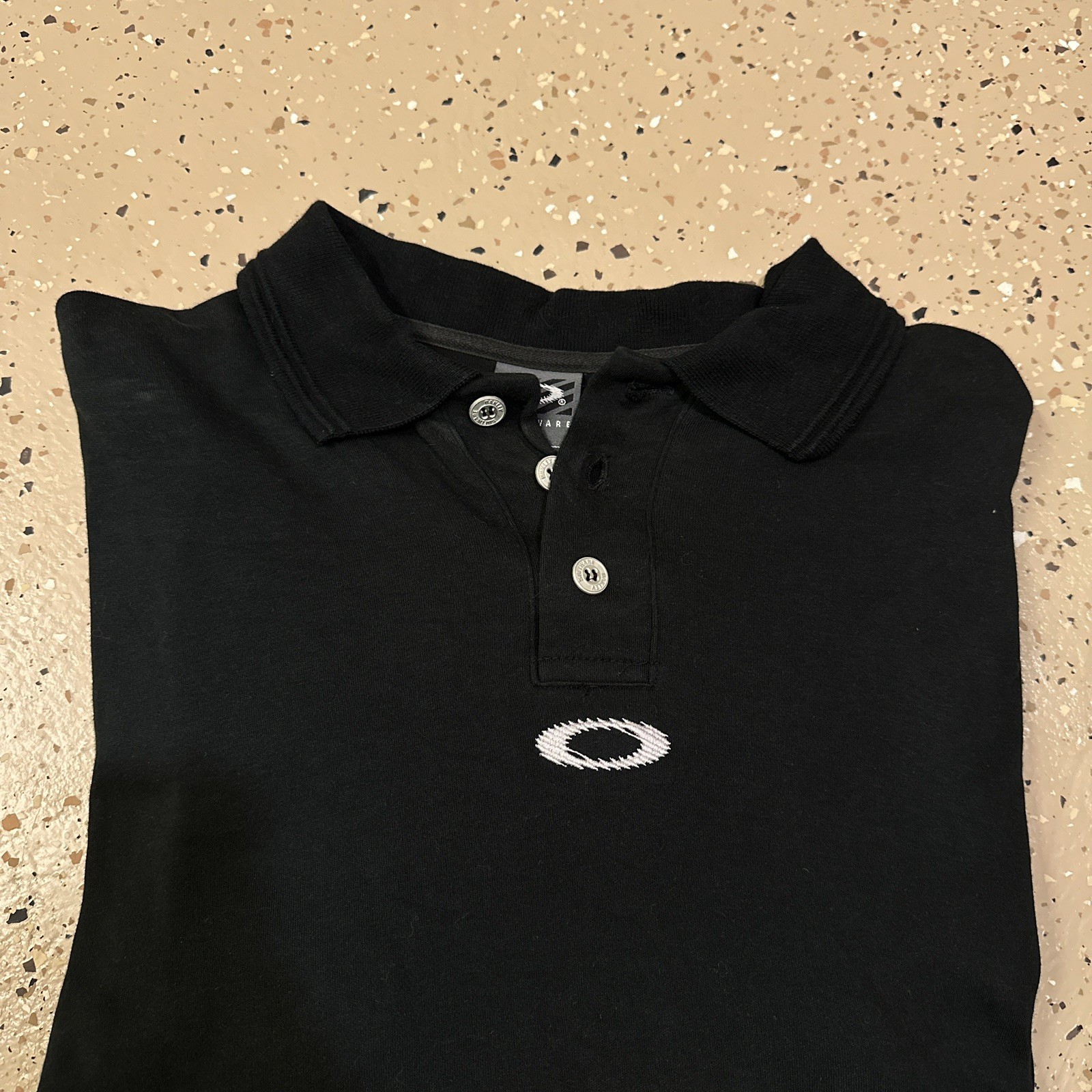 Vintage Oakley Software Center Logo Polo Long Sleeve Shirt Size M Black READ image 4