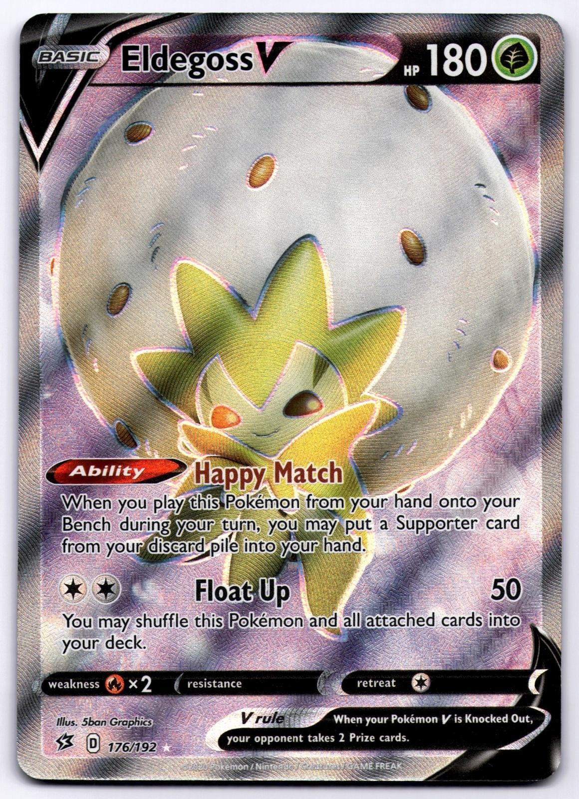 Eldegoss V 176/192 Rebel Clash Ultra Rare 2020 Pokemon Holo 5ban Graphics NM